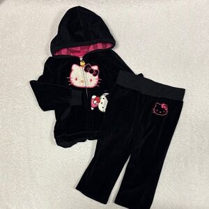 NWT Sanrio hello kitty Black and Pink Kids Matching Set track suit girls 18m